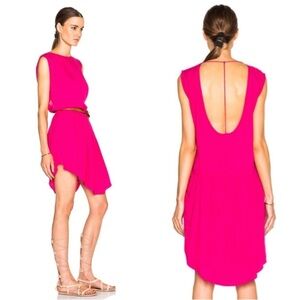 IRO Olivia Drop Waist Oversized T-Back Lightweight Dress in Fuchsia Pink